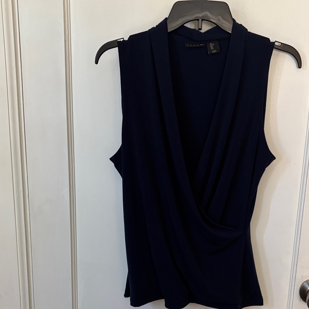 Tahari Deep Blue Sleeveless Blouse